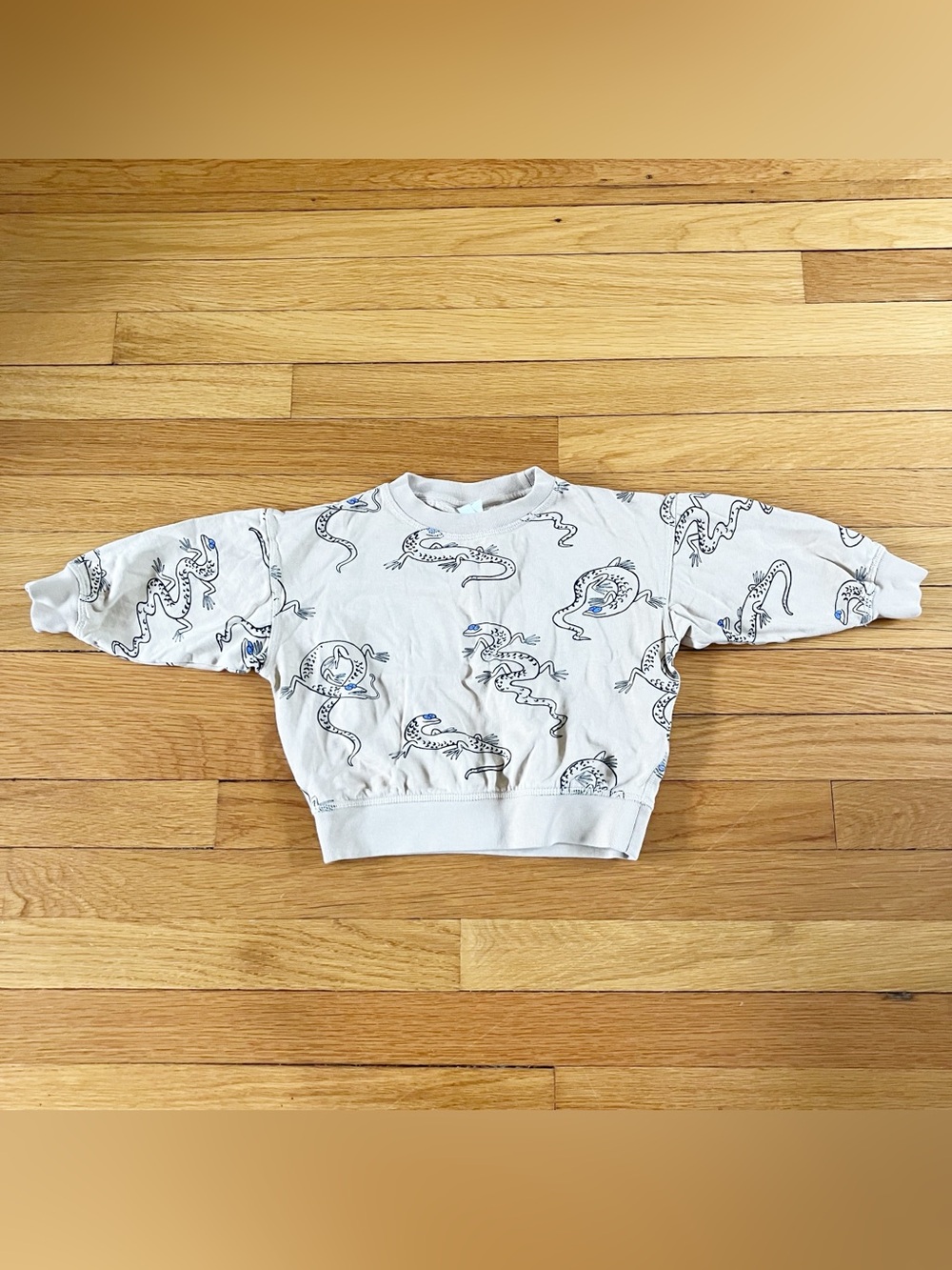 Arket Tan Lizard Animal Print Swedish Scandinavian Cotton Sweatshirt 1-2 86-90
